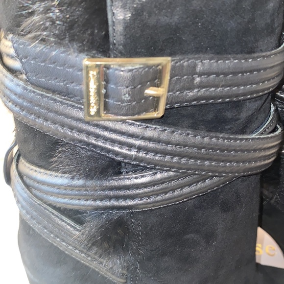 Louise et Cie  Lo-Ynez black ankle boots with real rabbit fur. NWB - Picture 6 of 10